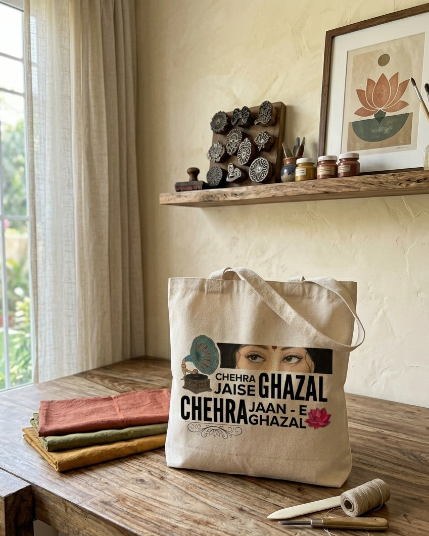 Chehra Jaise Ghazal Tote Bag
