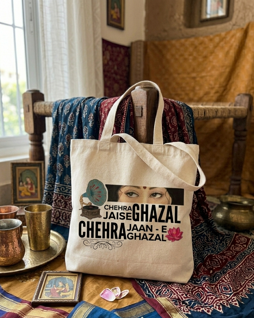 Chehra Jaise Ghazal Tote Bag